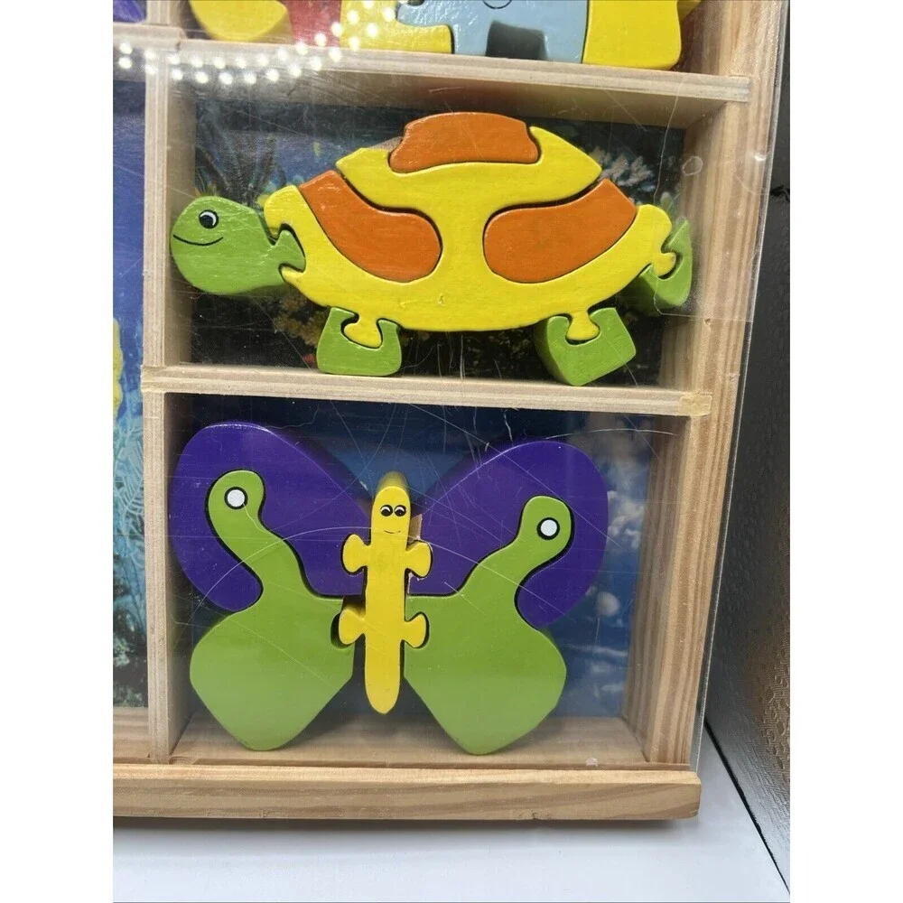 Vintage Melissa & Doug Puzzle Box Animal Shapes Puzzles Complete!